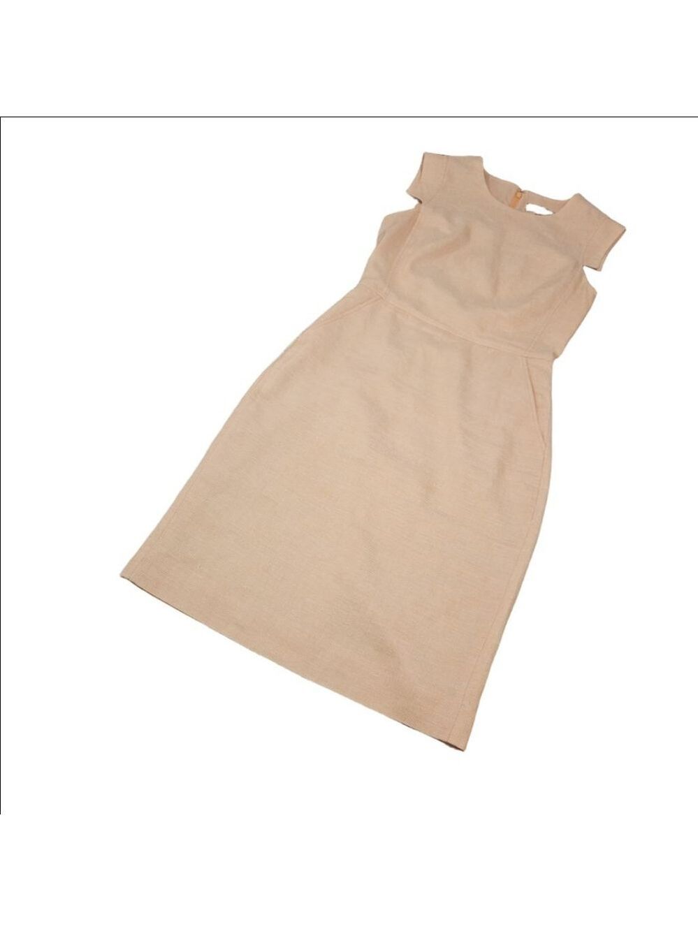 Women's J.Crew Linen Blend Resume Midi Dress Size 2 Orange Sorbet, 2 Pockets! - Picture 5 of 14